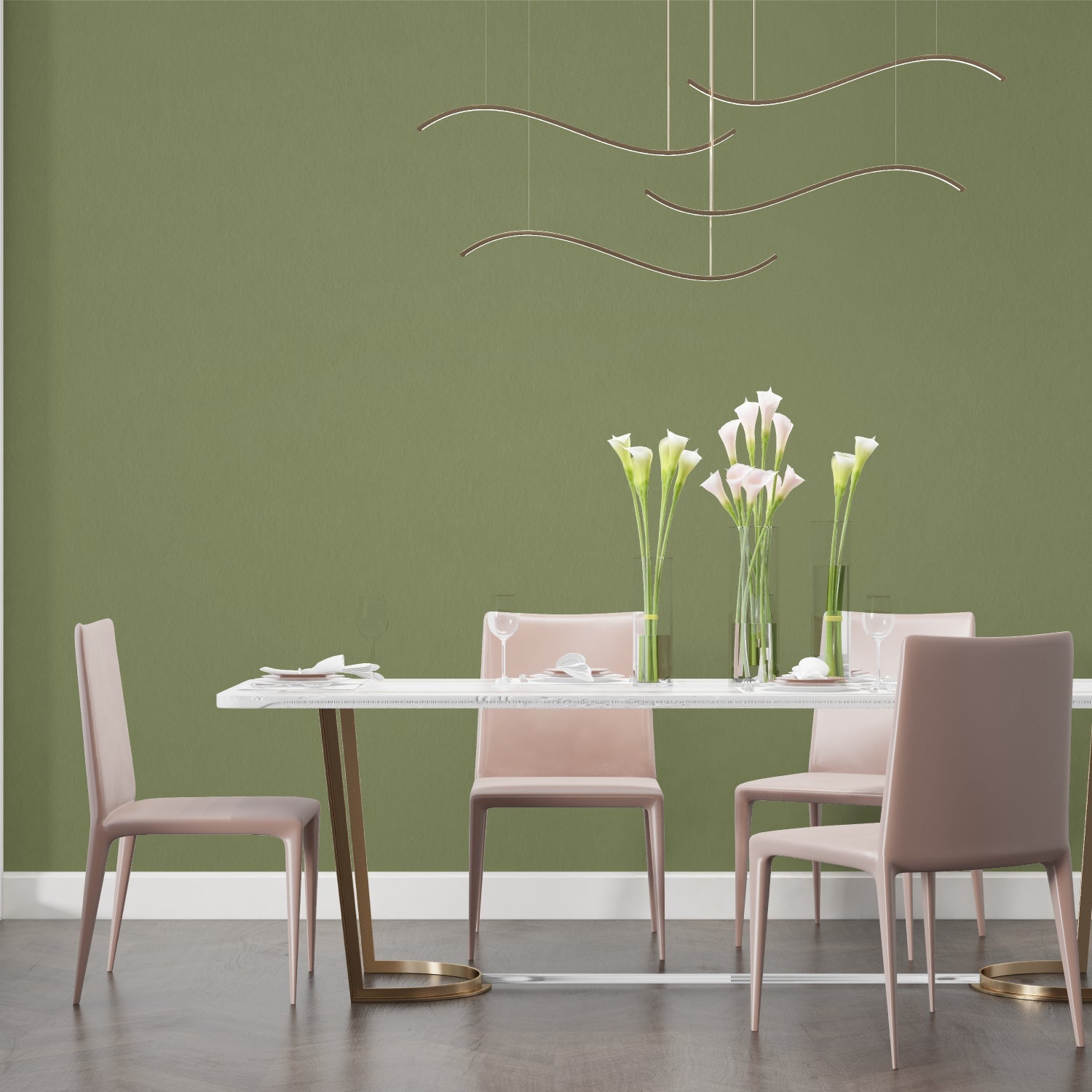 Modern green wall covering in contemporary home office space
