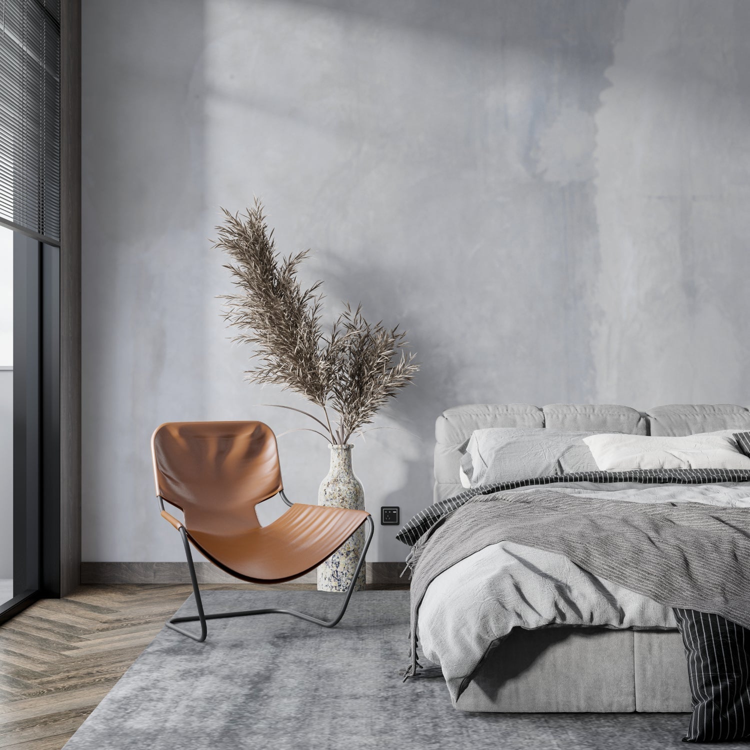 Industrial style concrete wallpaper making statement in kitchen design