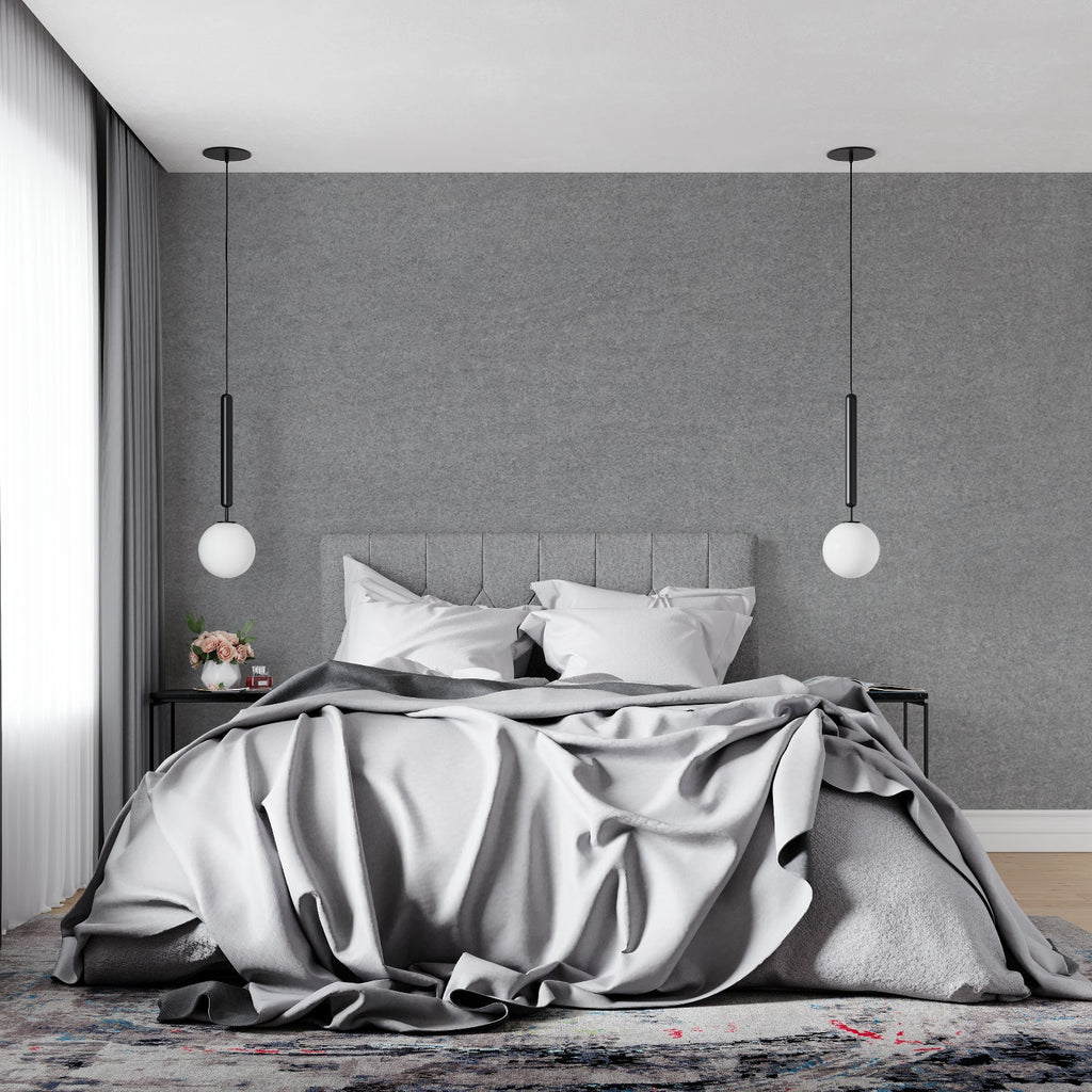 Contemporary grey wall covering in a stylish home office setup