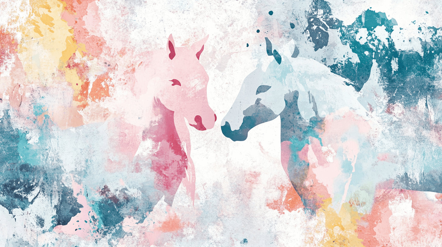 Watercolor Horse design file showing detailed pink and blue artistic pattern