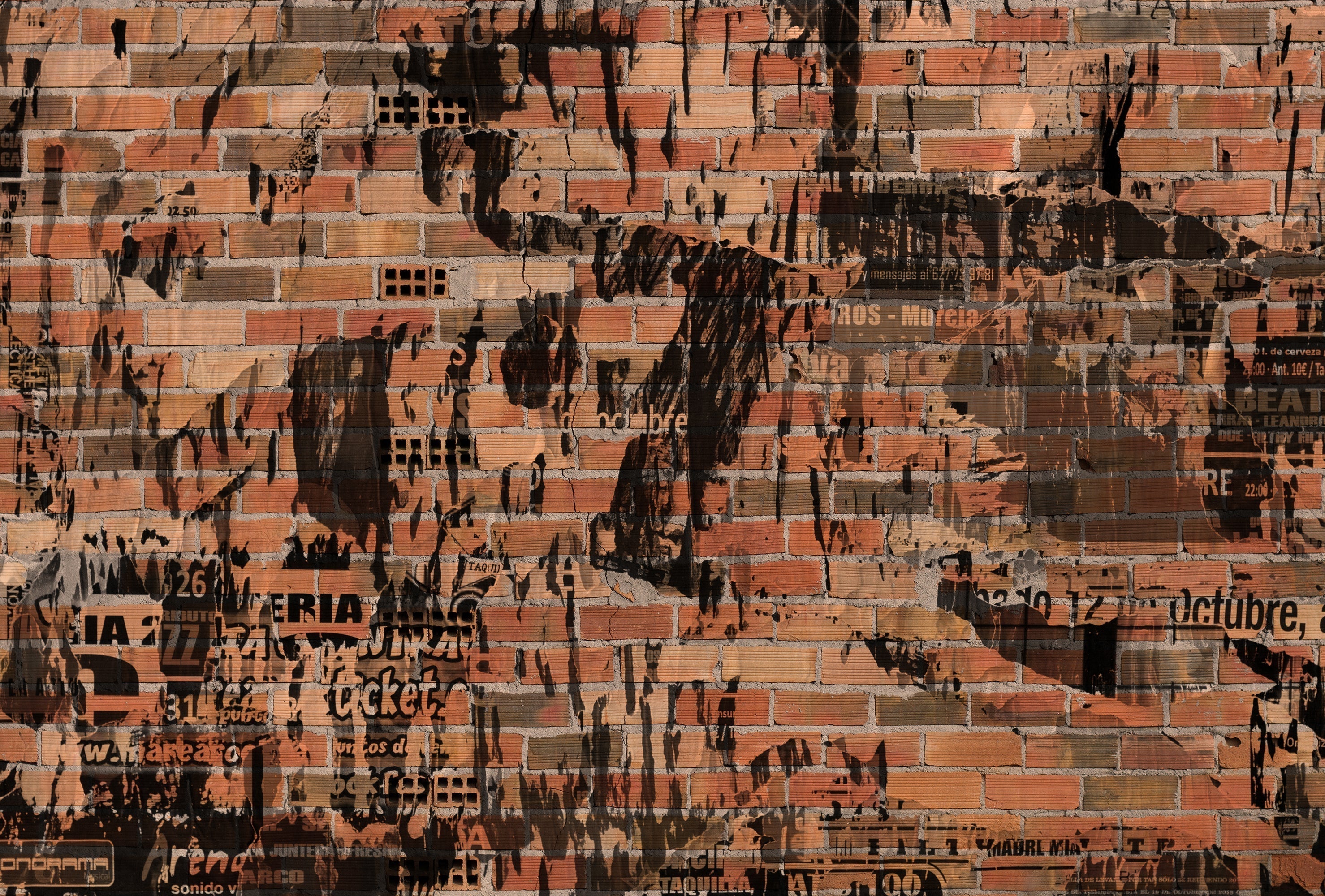 Design file showing detailed brick texture and graffiti pattern on urban wall mural