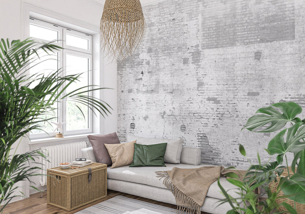 Industrial white brick design making statement in modern hallway