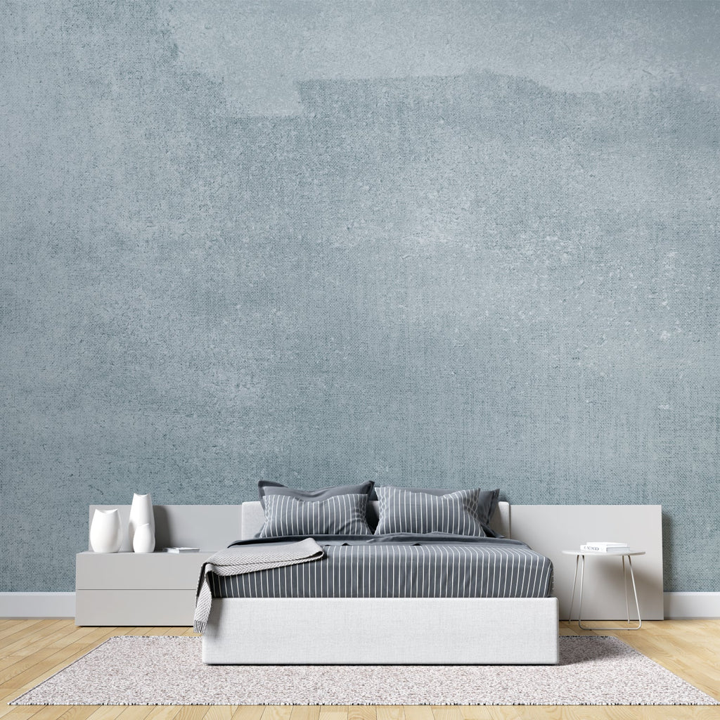 Grey concrete effect wallpaper in modern living room showing urban industrial style