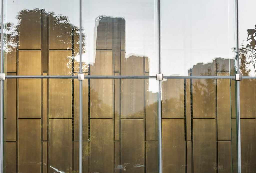 Design file of industrial gold glass window pattern showing intricate metallic details