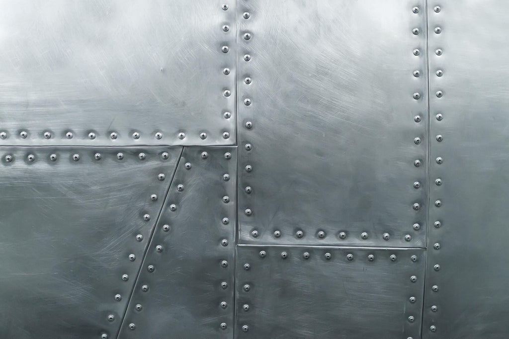 Industrial wallpaper design file showing detailed riveted steel plate pattern and texture