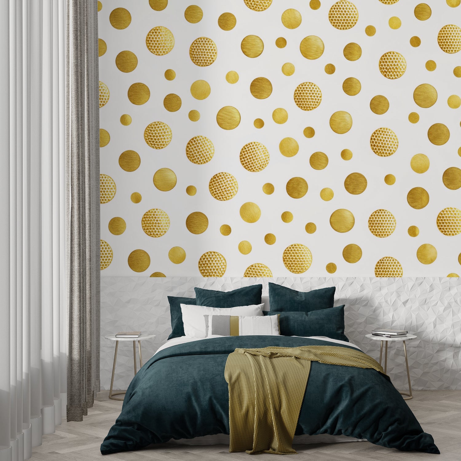 Industrial gear wallpaper in modern office space showing metallic steampunk design