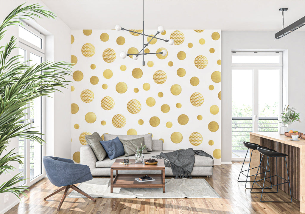 Industrial wall mural showcasing copper and silver gears in restaurant setting