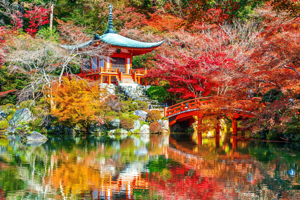 Japanese garden design file showing detailed temple and maple trees pattern