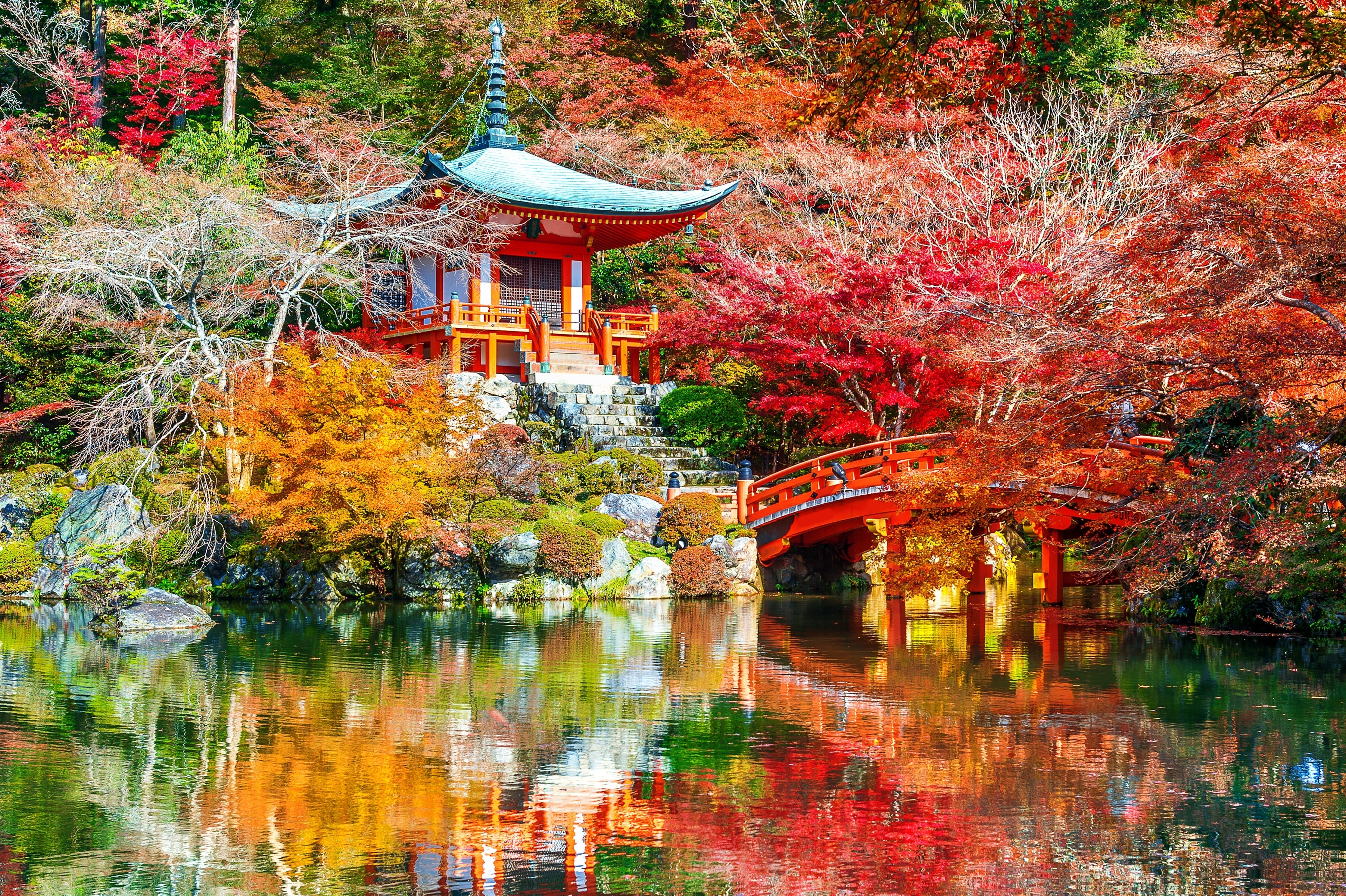 Japanese garden design file showing detailed temple and maple trees pattern