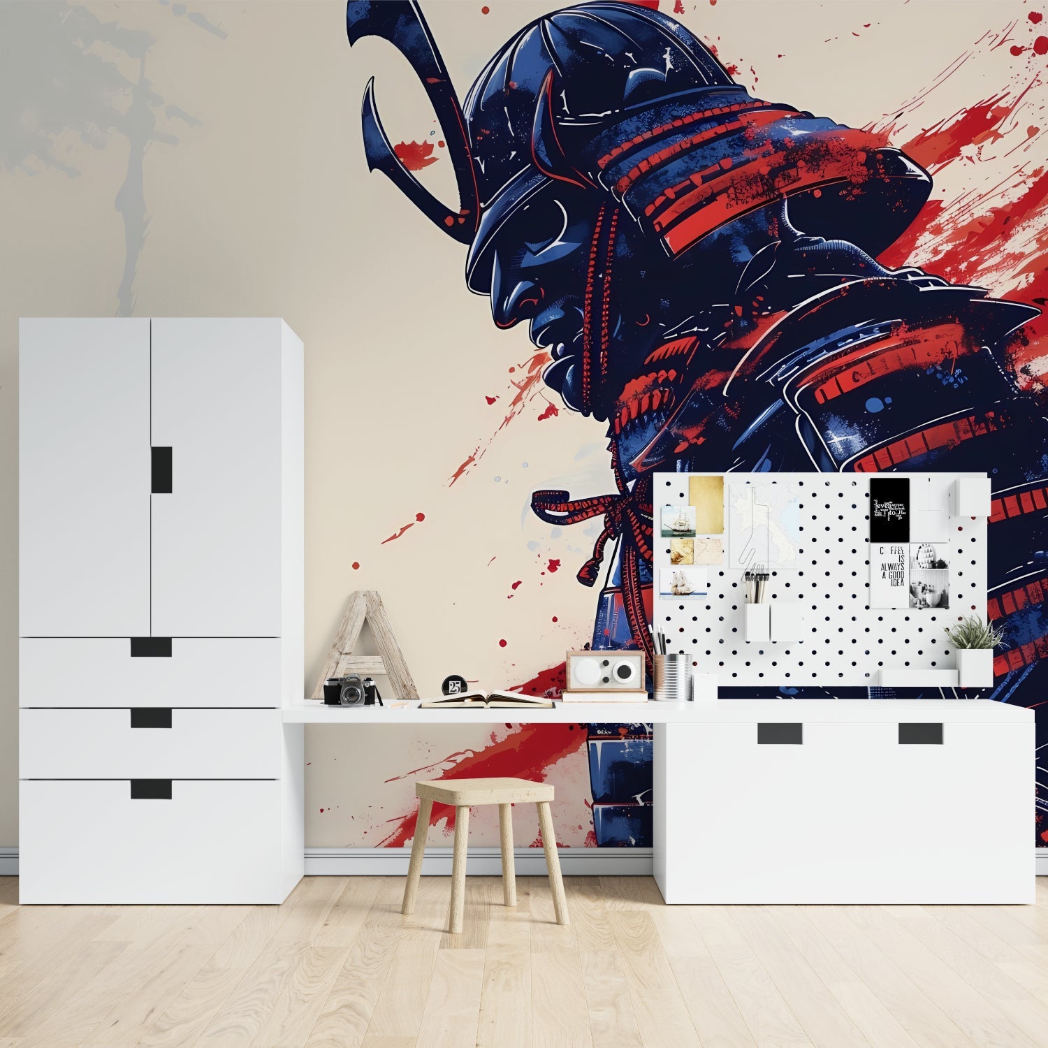 Japanese Warrior Wall Art making statement in home office space