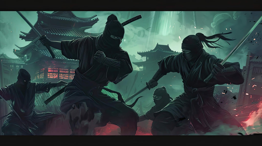 Japanese warrior design file showing detailed emerald green battle scene pattern