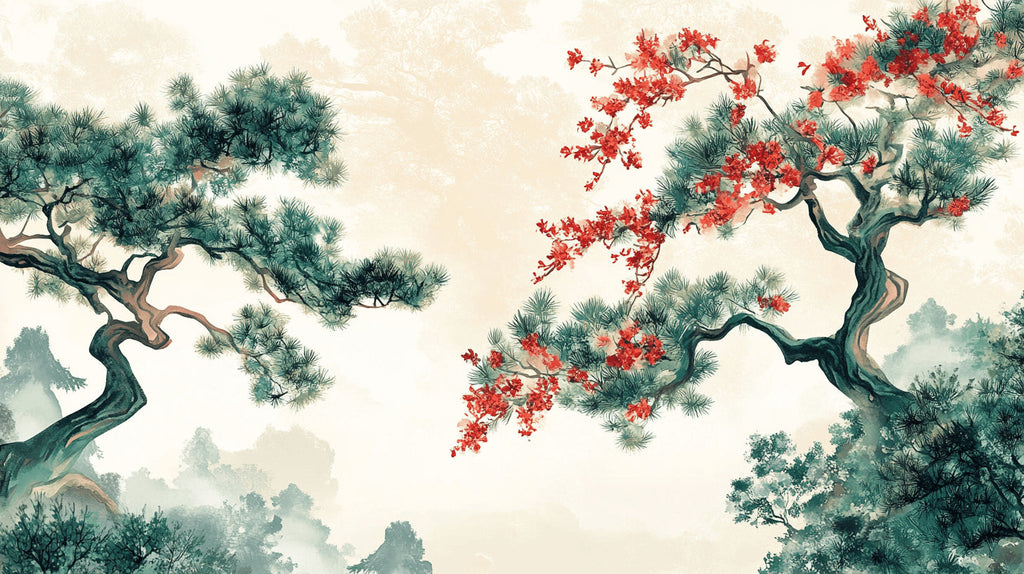 Japanese pine and cherry blossom design file showing intricate pattern details