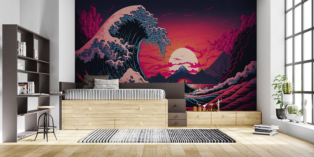 Japanese Wave pattern enhancing hotel lobby with dramatic effect