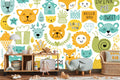 Forest animals wallpaper creating a cozy atmosphere in a modern nursery with white furniture