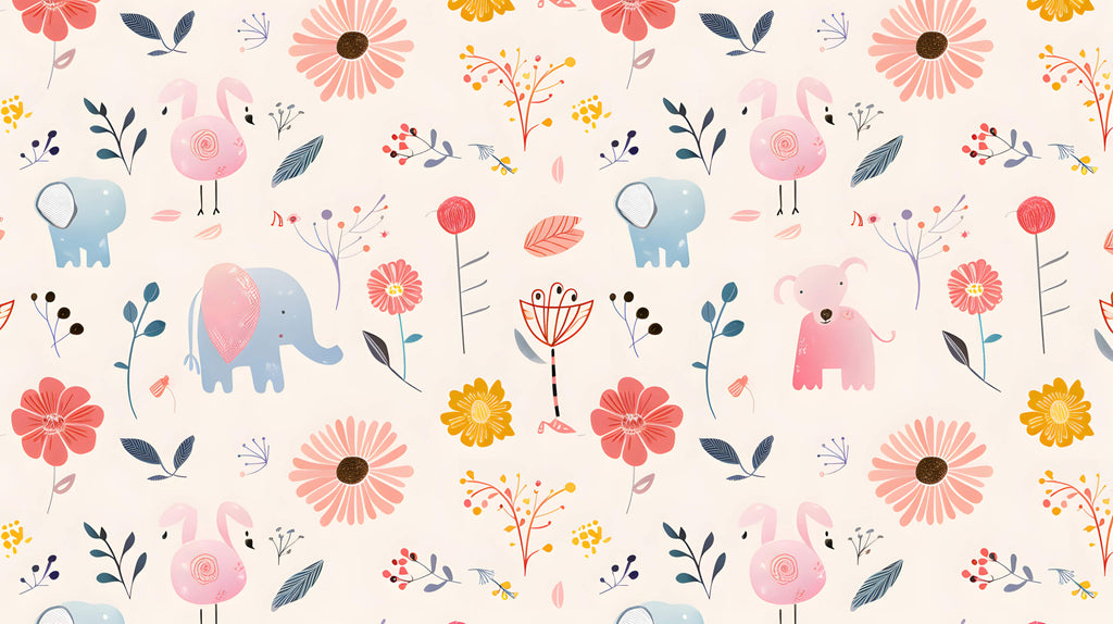Floral and animal wallpaper design file showing pattern details and true colors