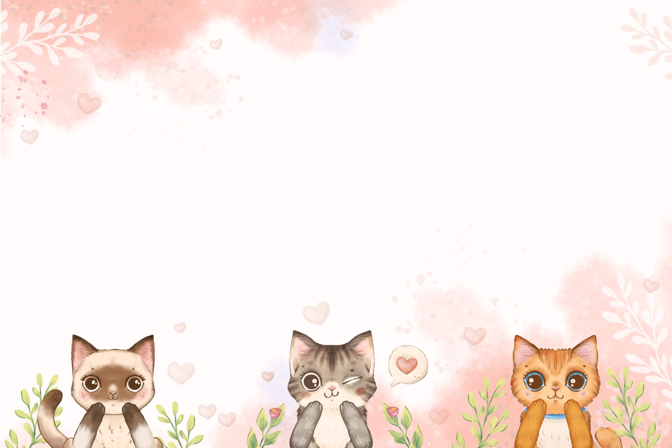 Pink hearts and leaves pattern design file showing delicate watercolor details