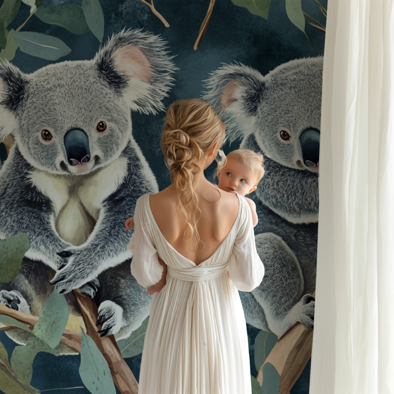 Playroom decorated with Australian wildlife koala mural showing scale and color harmony