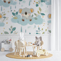 Koala nursery wallpaper creating a peaceful atmosphere in a modern baby room with neutral furniture