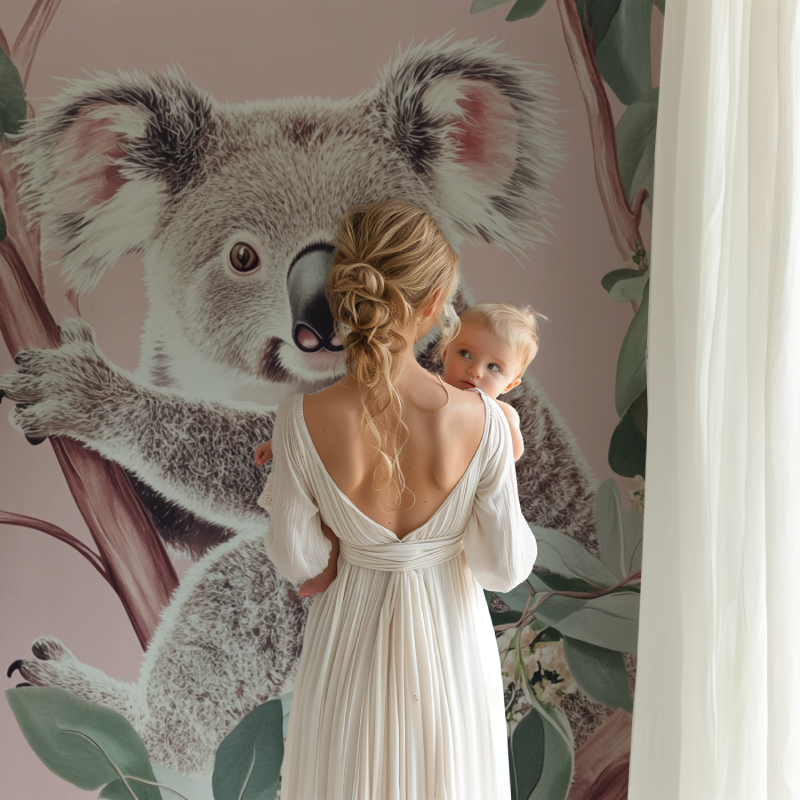 Koala and eucalyptus design adding charm to a reading nook