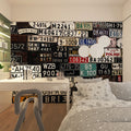License plate wallpaper in modern teen bedroom showing industrial style impact