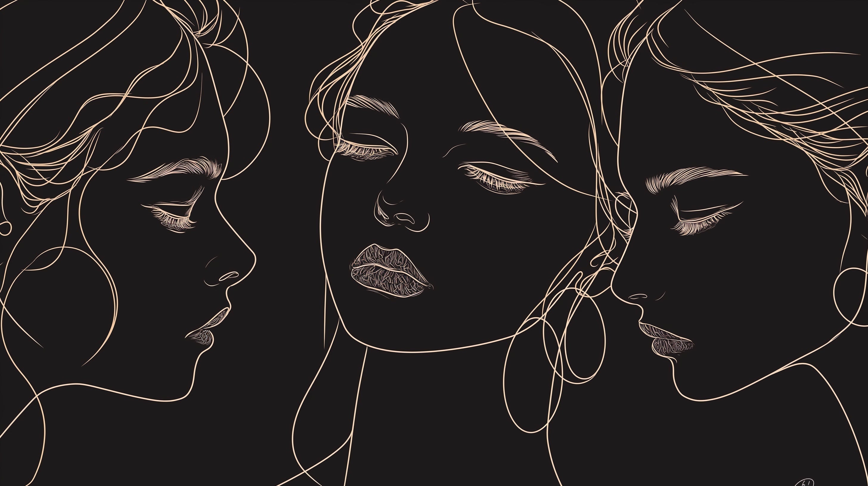 Gold line art face design file showing intricate pattern detail on black background