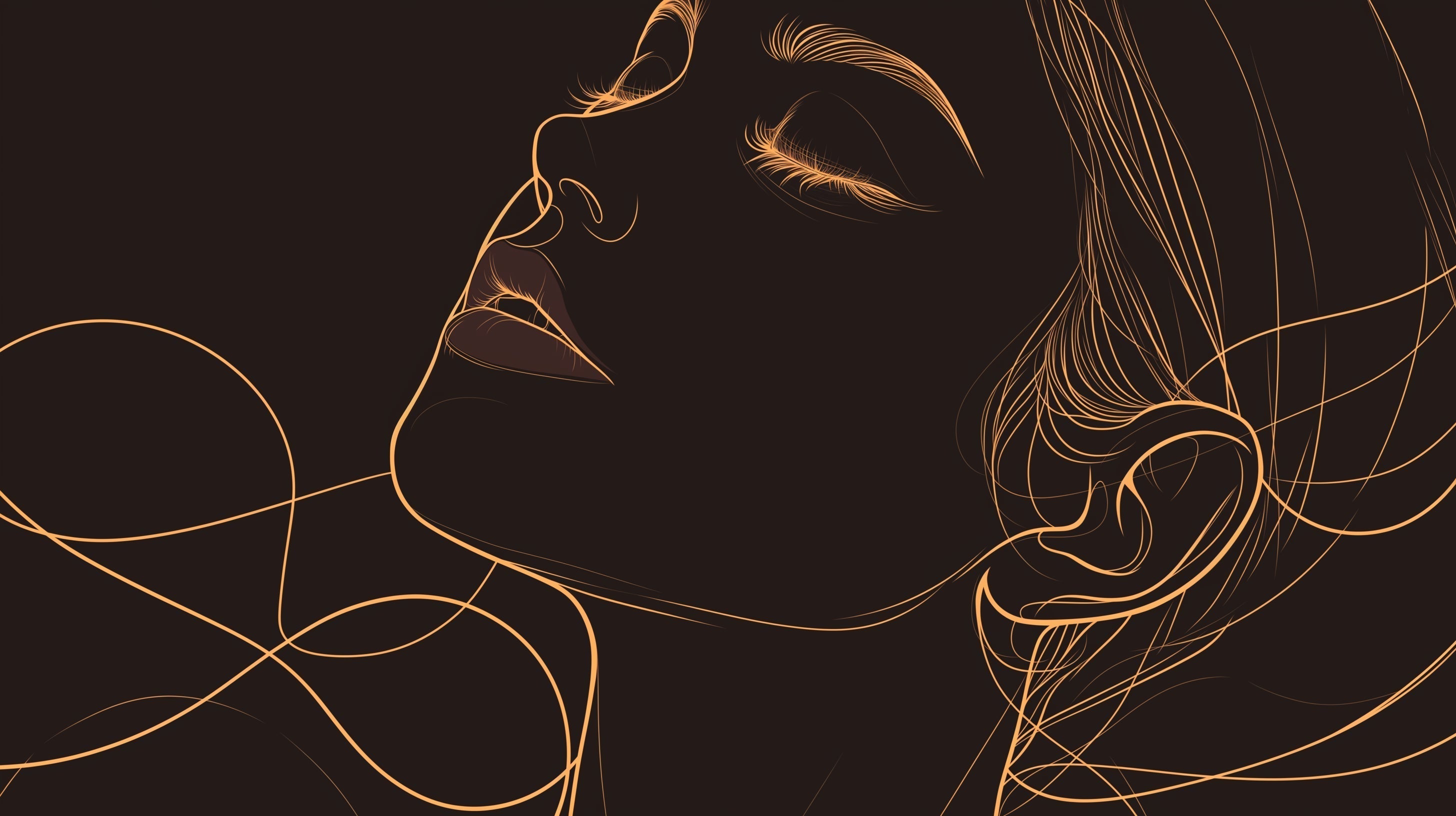 Line art portrait wallpaper design file showing intricate black and white pattern