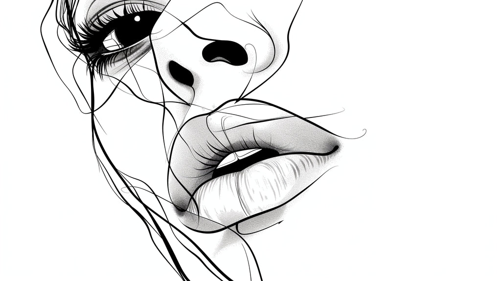 Minimalist Face Line Art design file showing detailed black strokes on white background
