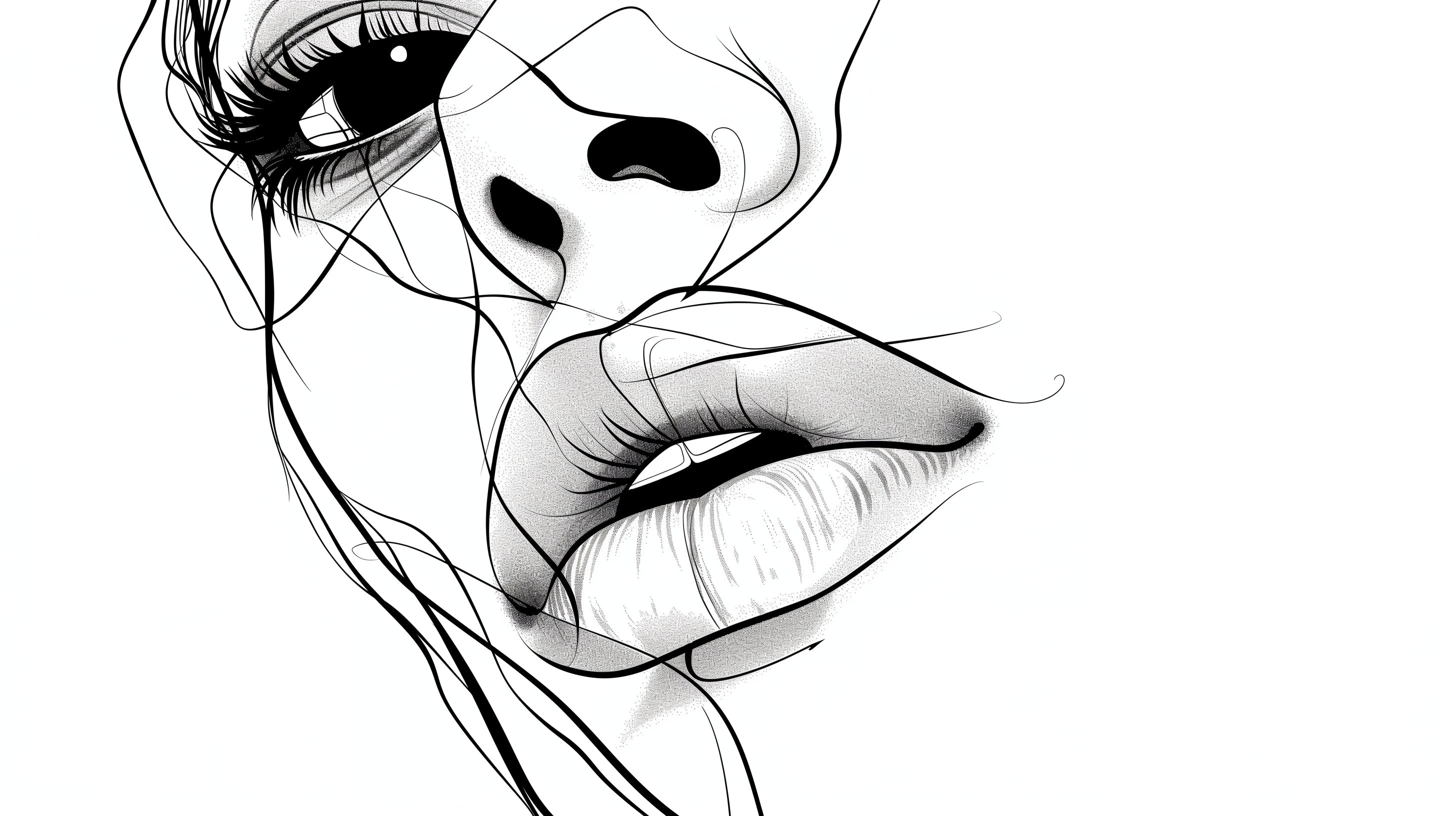 Minimalist Face Line Art design file showing detailed black strokes on white background