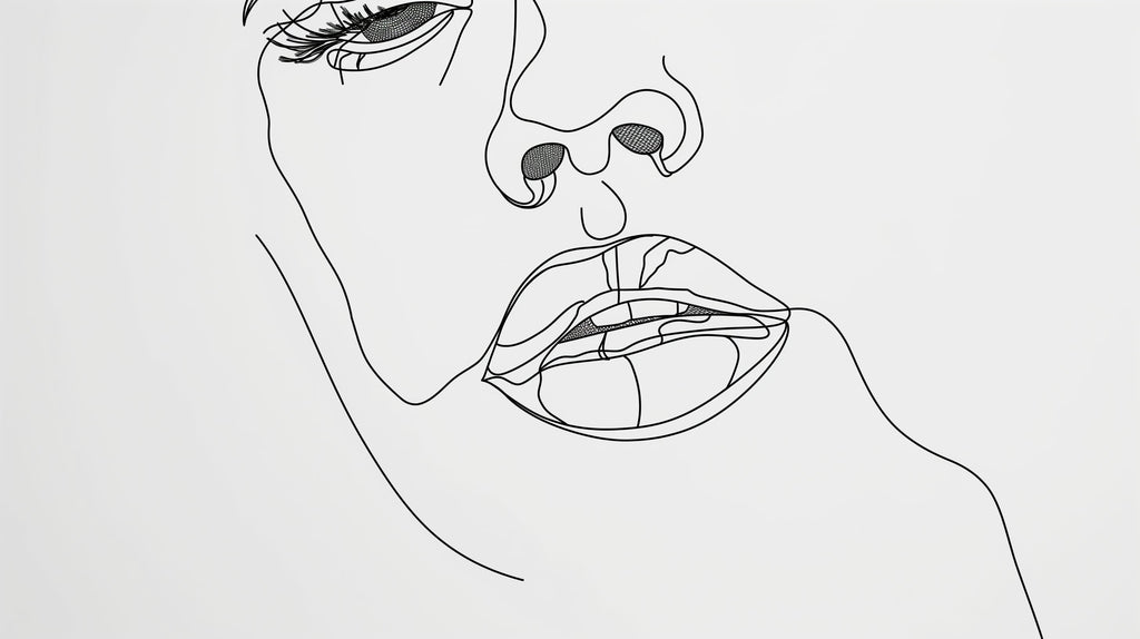 Line Art Face Wallpaper design file showing detailed minimalist sketch pattern on white background