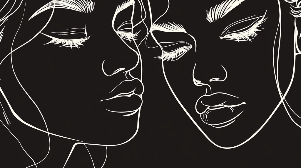 Black and white minimalist face line art design file showing complete pattern