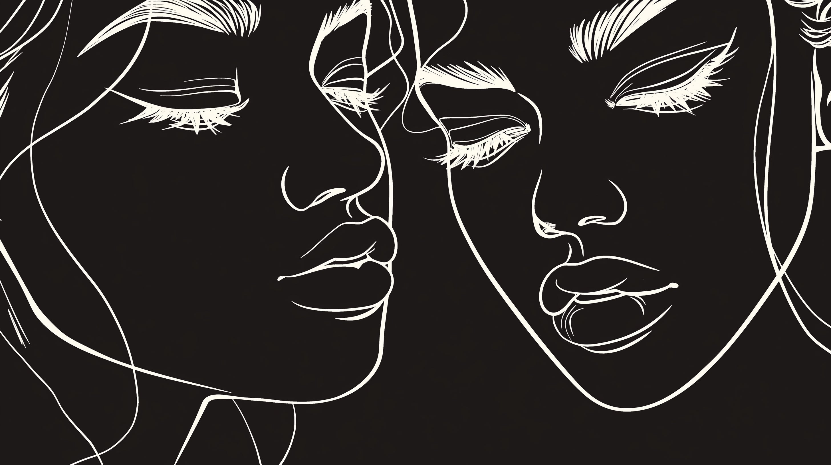 Black and white minimalist face line art design file showing complete pattern