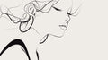 Line art portrait wallpaper creating a stunning focal point in a bright, modern living room with minimal furniture