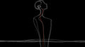 Line art wallpaper mural creating a stunning focal point in a modern living room with minimal furniture