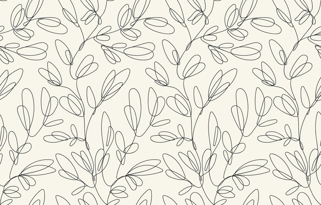 Minimalist floral line art design file showing continuous botanical pattern on beige background