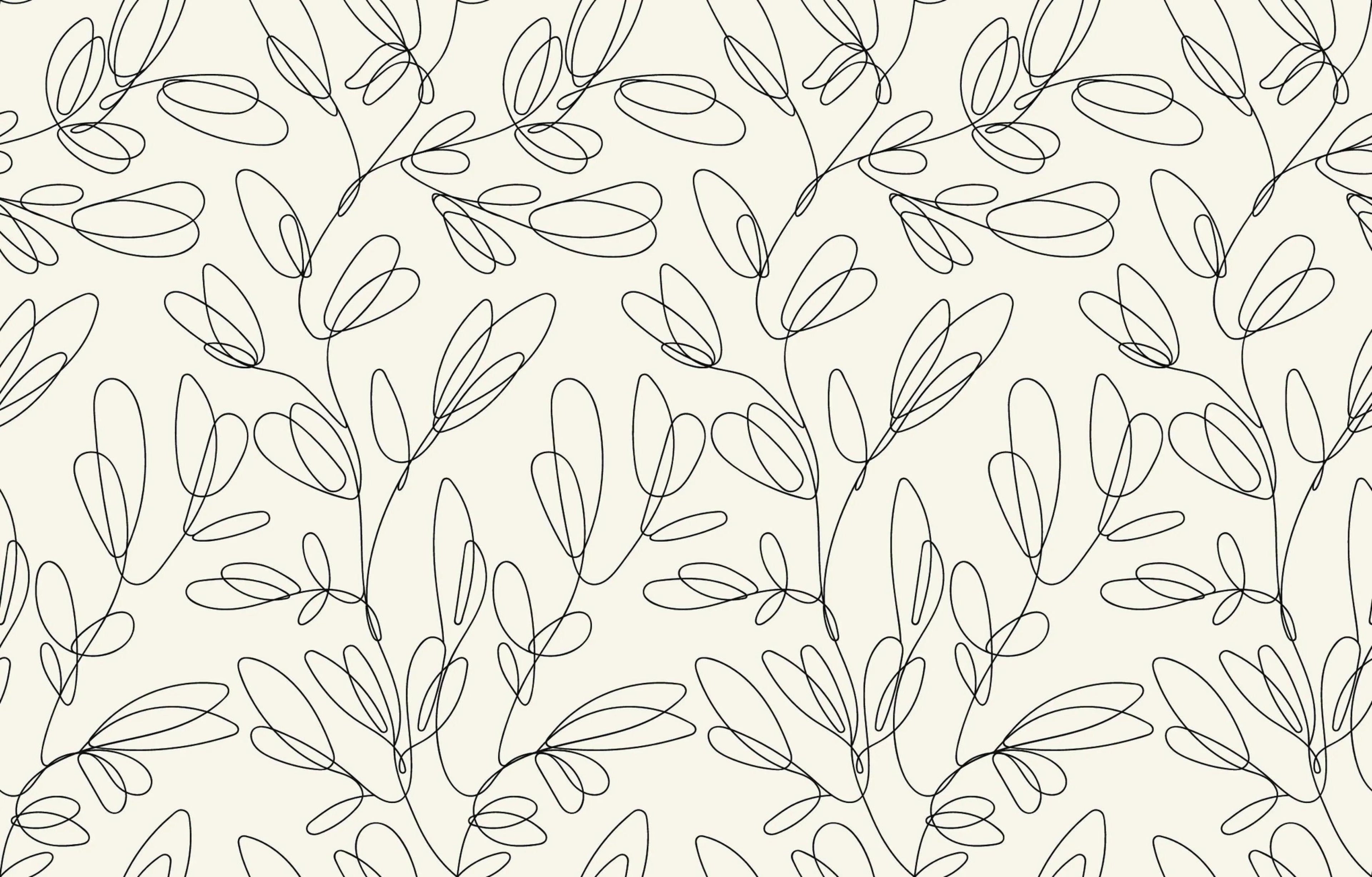 Minimalist floral line art design file showing continuous botanical pattern on beige background