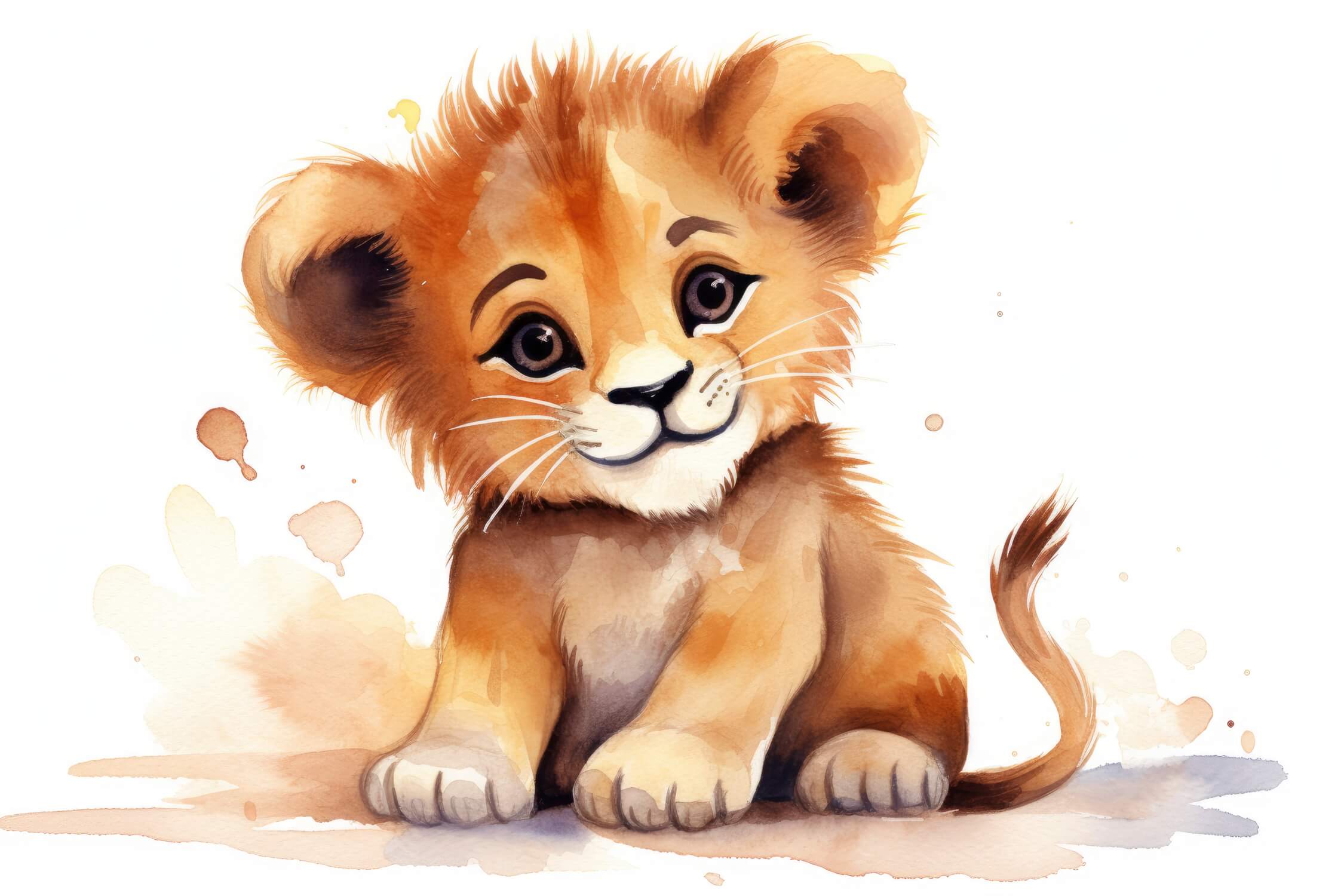 Watercolor Lion Cub design file showing detailed safari artwork pattern