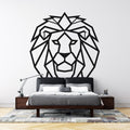 Modern Geometric Lion Wallpaper creating a bold statement in a minimalist living room with white furniture