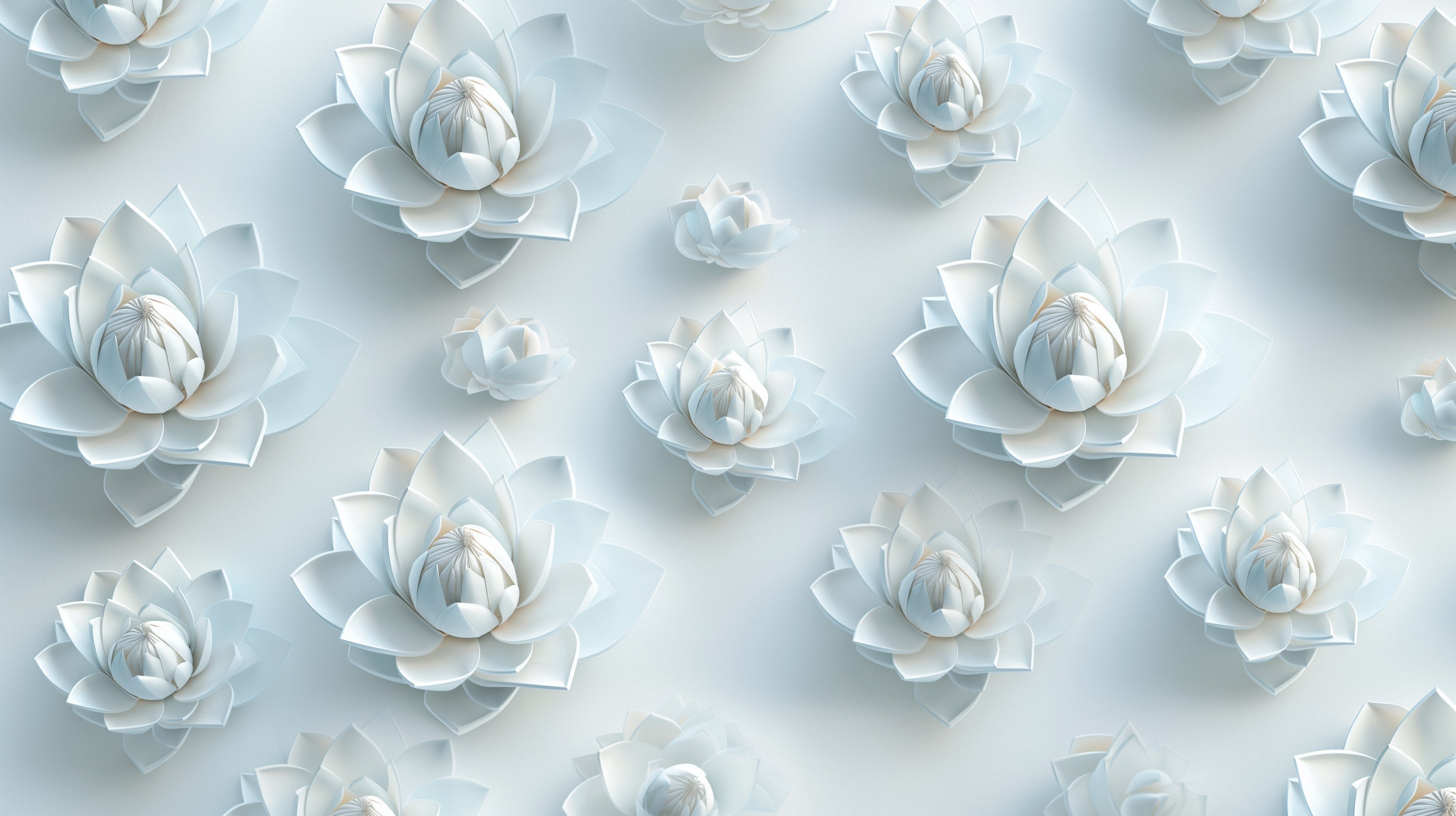 White lotus 3D wallpaper design file showing detailed floral pattern and texture