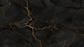 Black and gold marble wallpaper creating dramatic impact in a modern dining room with pendant lighting
