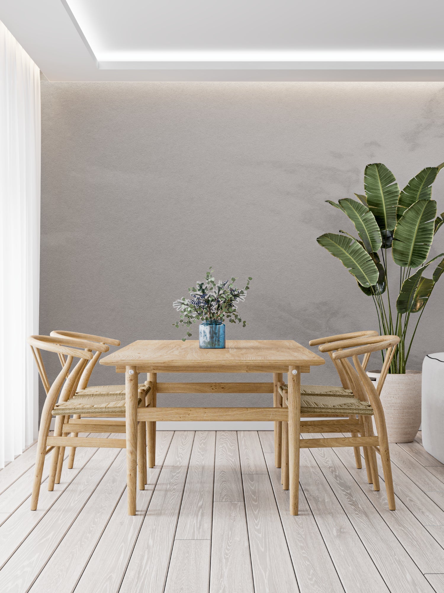Contemporary marble wallpaper design bringing elegance to a dining room setting