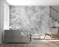 Modern grey marble wallpaper in spacious living room showing textured stone effect