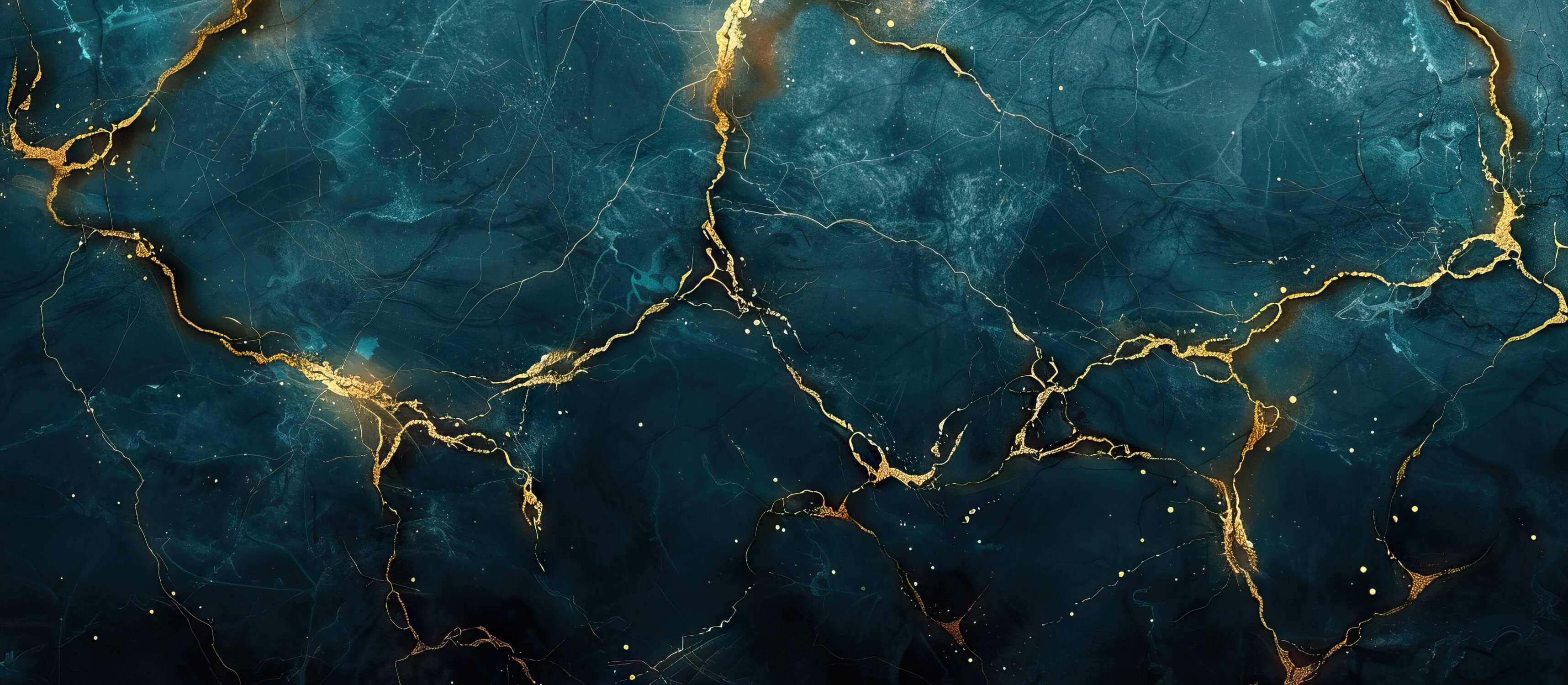 Design file of teal marble wallpaper pattern with flowing gold veins