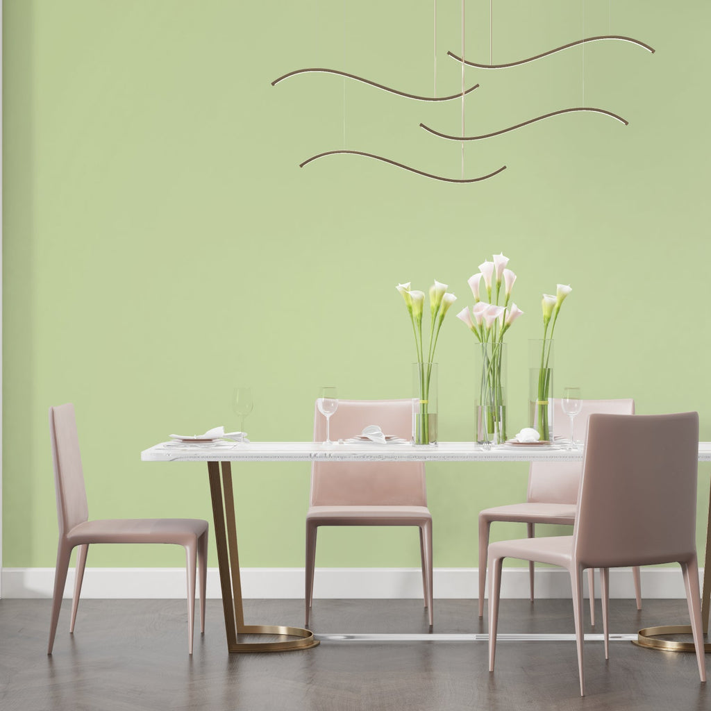 Modern green wall mural adding serenity to a minimal bedroom design