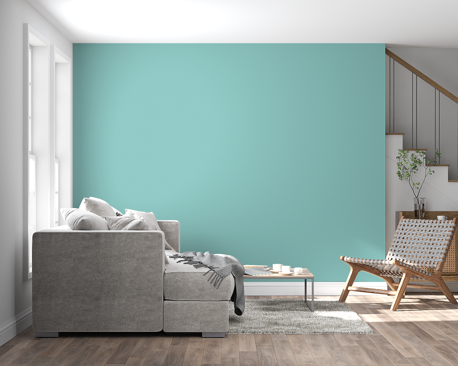 Modern green wallpaper creating calm atmosphere in nursery room