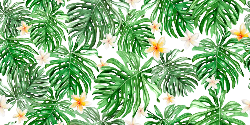 Monstera and plumeria design file showing detailed leaf pattern and texture
