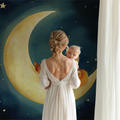 Moon fox nursery wallpaper creating a cozy atmosphere in a modern nursery with neutral furniture