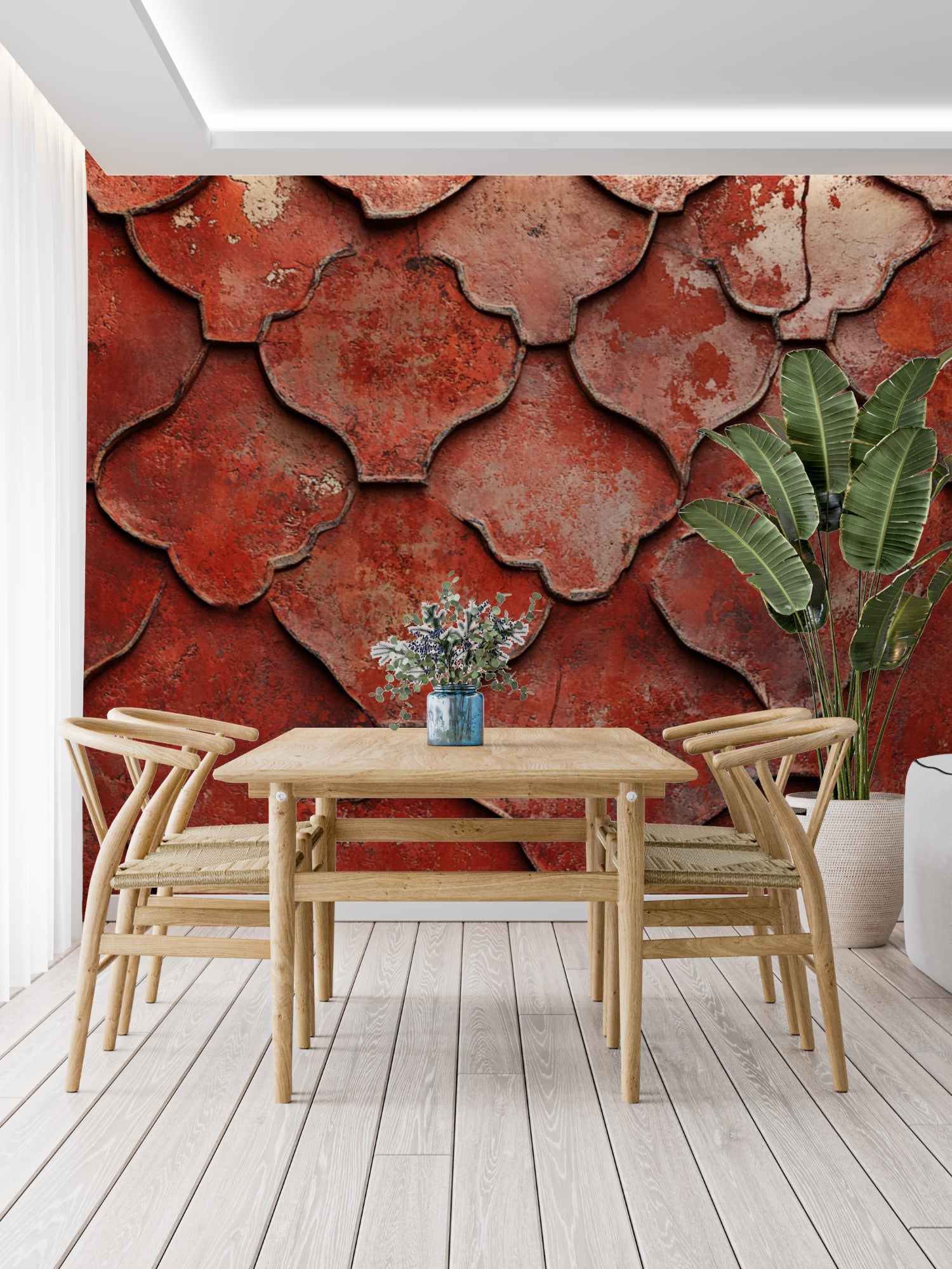 Moroccan inspired geometric pattern making a statement in an entryway