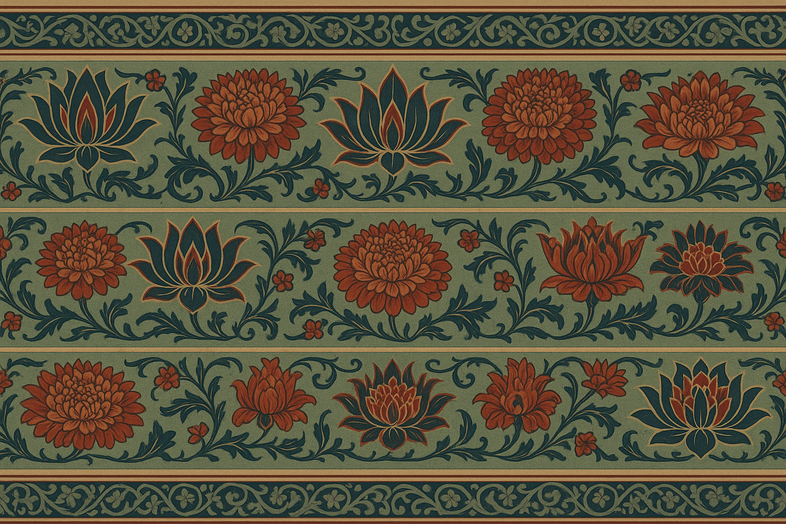 William Morris  Mural Wallpaper  Oriental Lotus Legacy - Wallpaper design detail 4