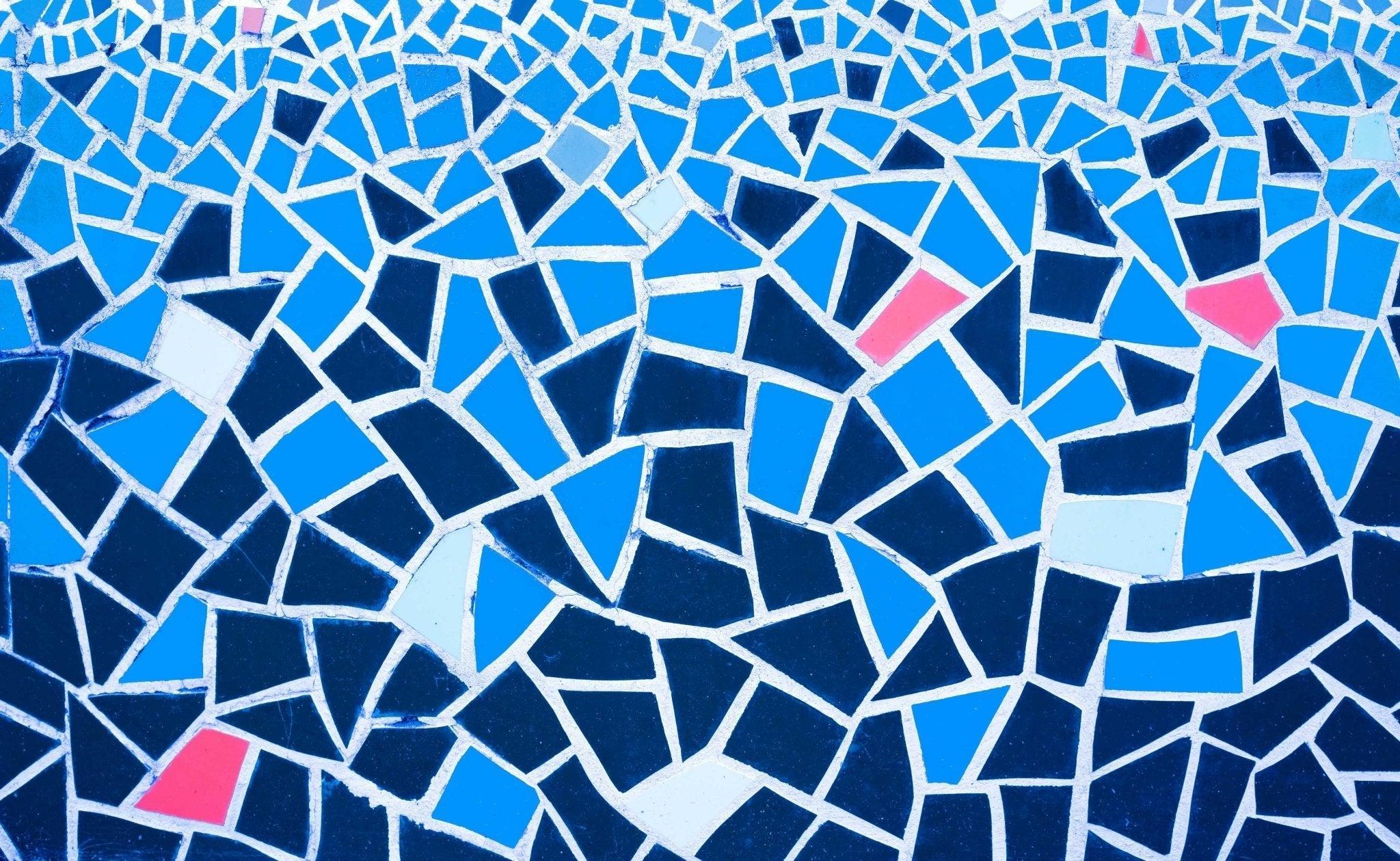 Blue and pink geometric mosaic wallpaper design file showing intricate pattern detail