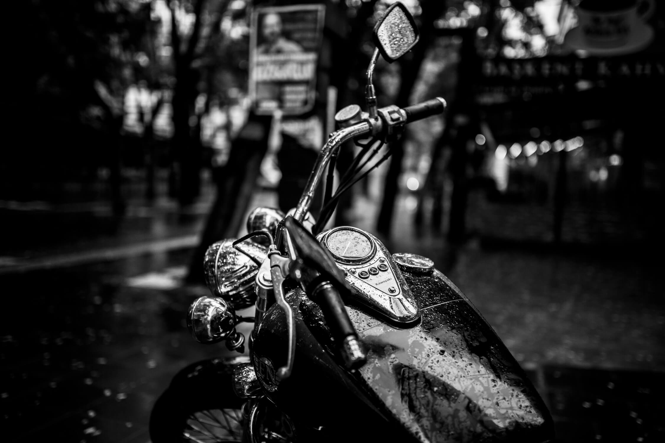 Design file showing detailed black and white motorcycle photography pattern